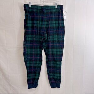 Old Navy Unisex Matching Family Green & Navy Plaid Pajama Loungewear Pants Large